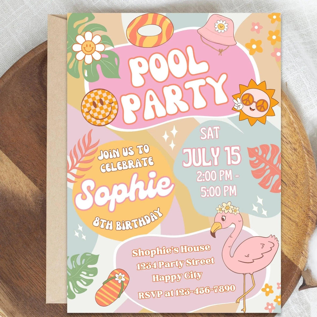 Pool Party Birthday Invitation Instant Download - Lovely Printable Party