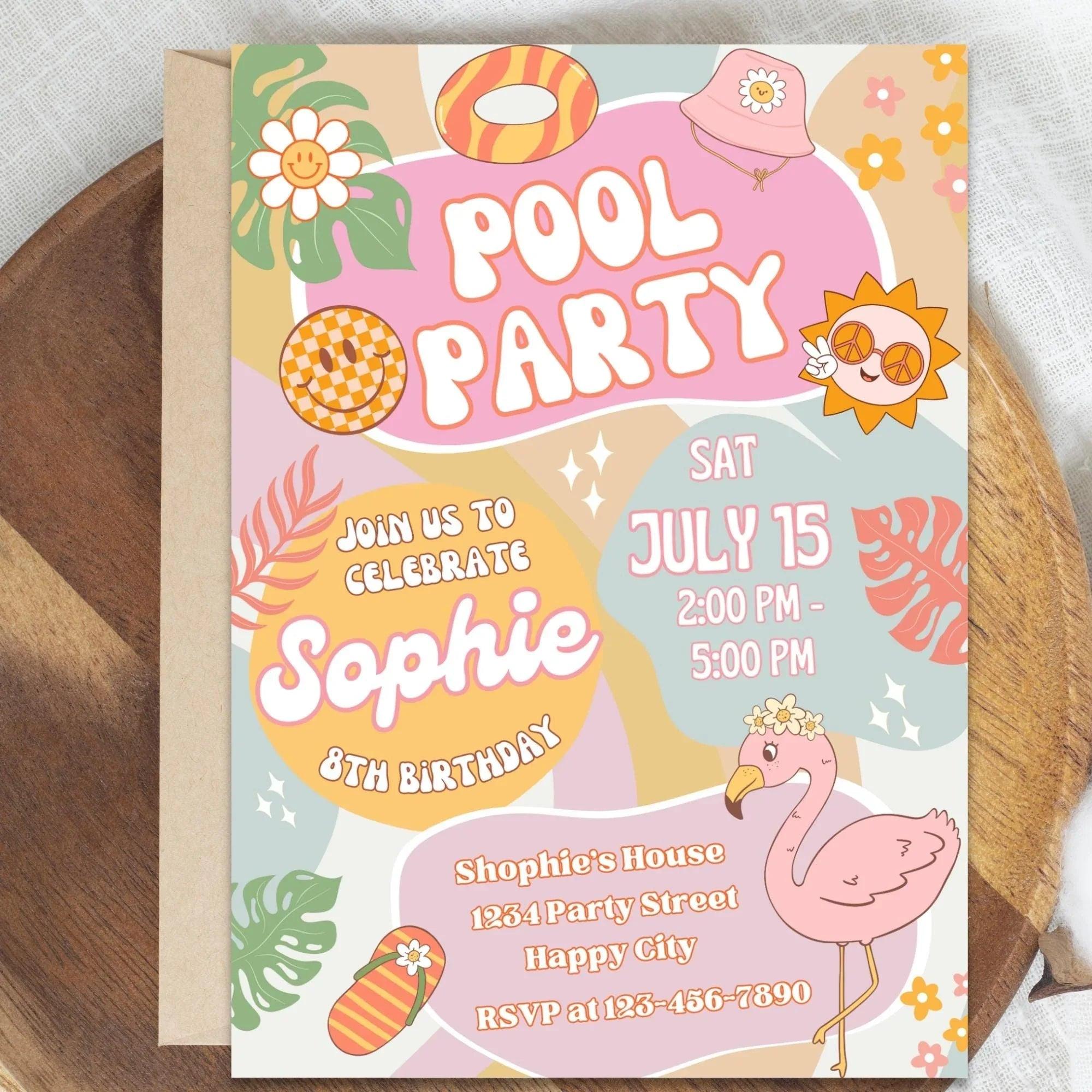 Pool Party Birthday Invitation Instant Download - Lovely Printable Party