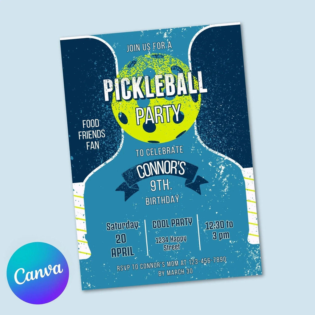 Pickleball Birthday Party Invitation Template | Pickleball Birthday Party Invite | Pickleball Party Invite | Editable Pickleball Party Invite - Lovely Printable Party
