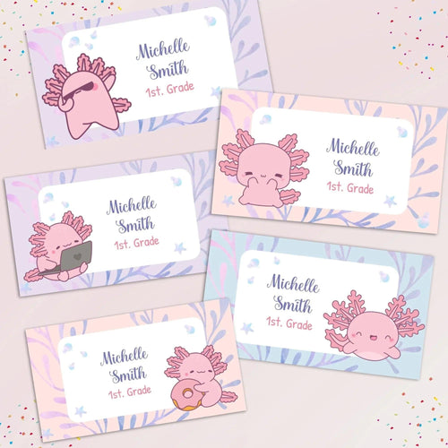 Axolotl School Name Labels - Lovely Printable Party