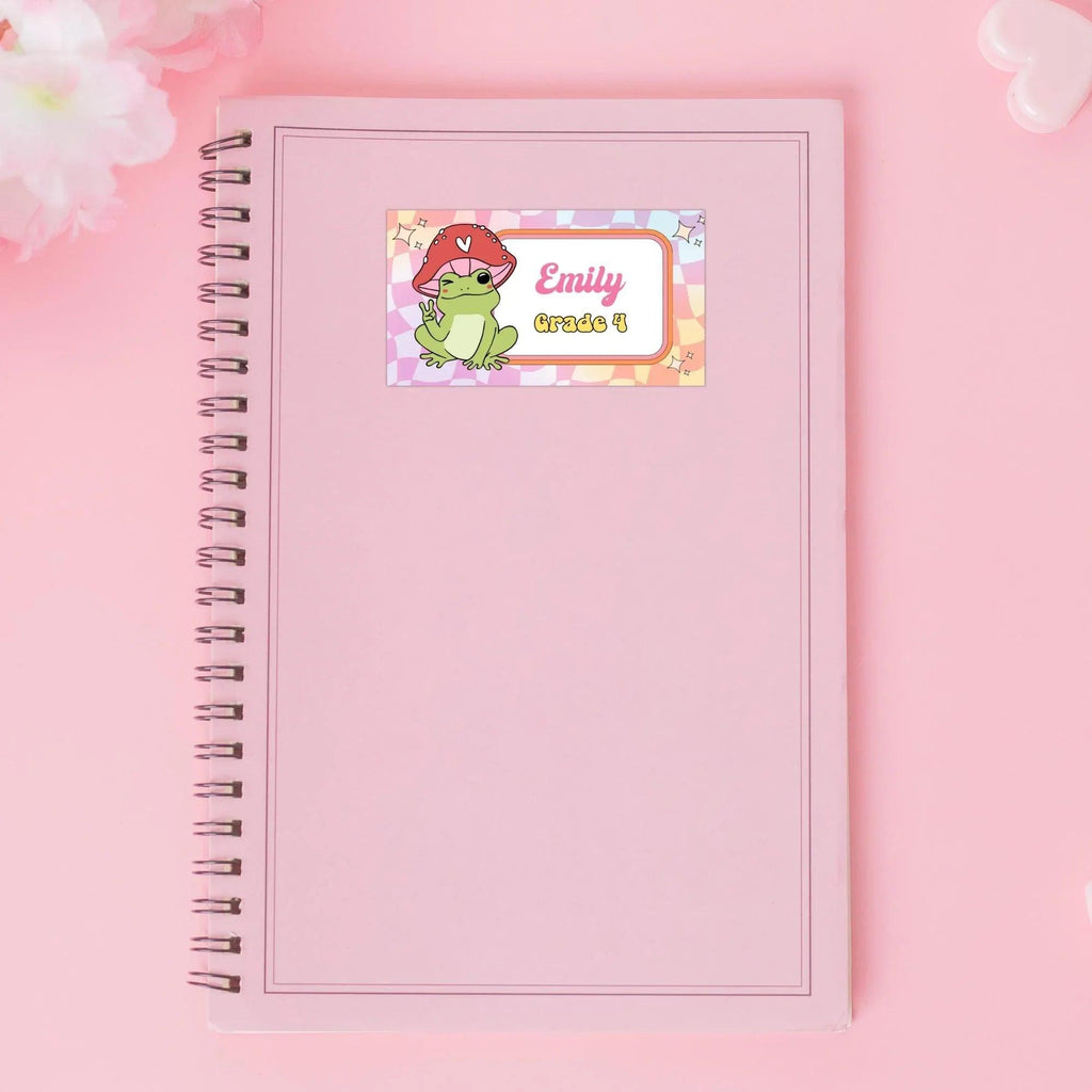 Retro Frog Stickers, Classroom Printables, School name labels, Classroom Labels, School supply labels, Editable Labels - Lovely Printable Party