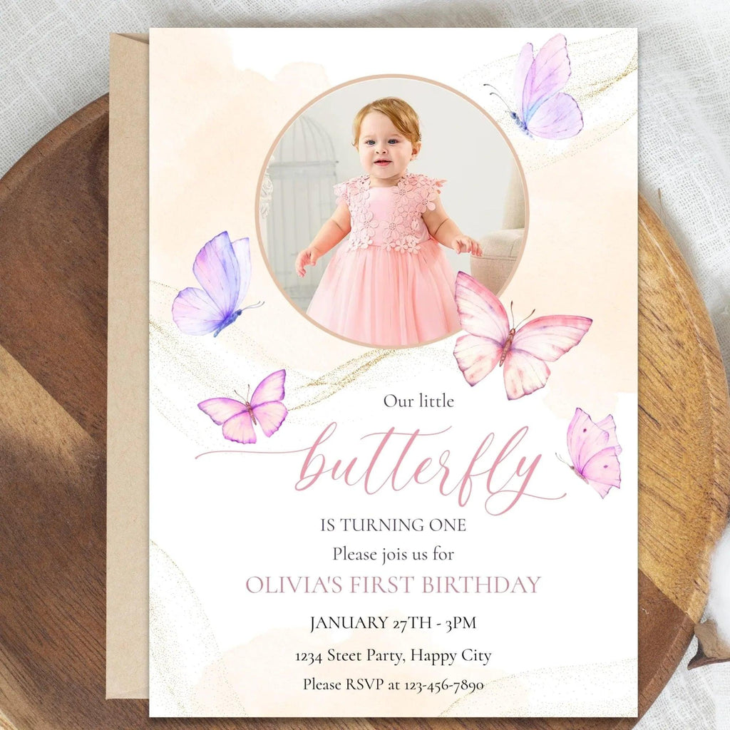 Butterfly Birthday Invitation Instant Download Digital Template - Lovely Printable Party