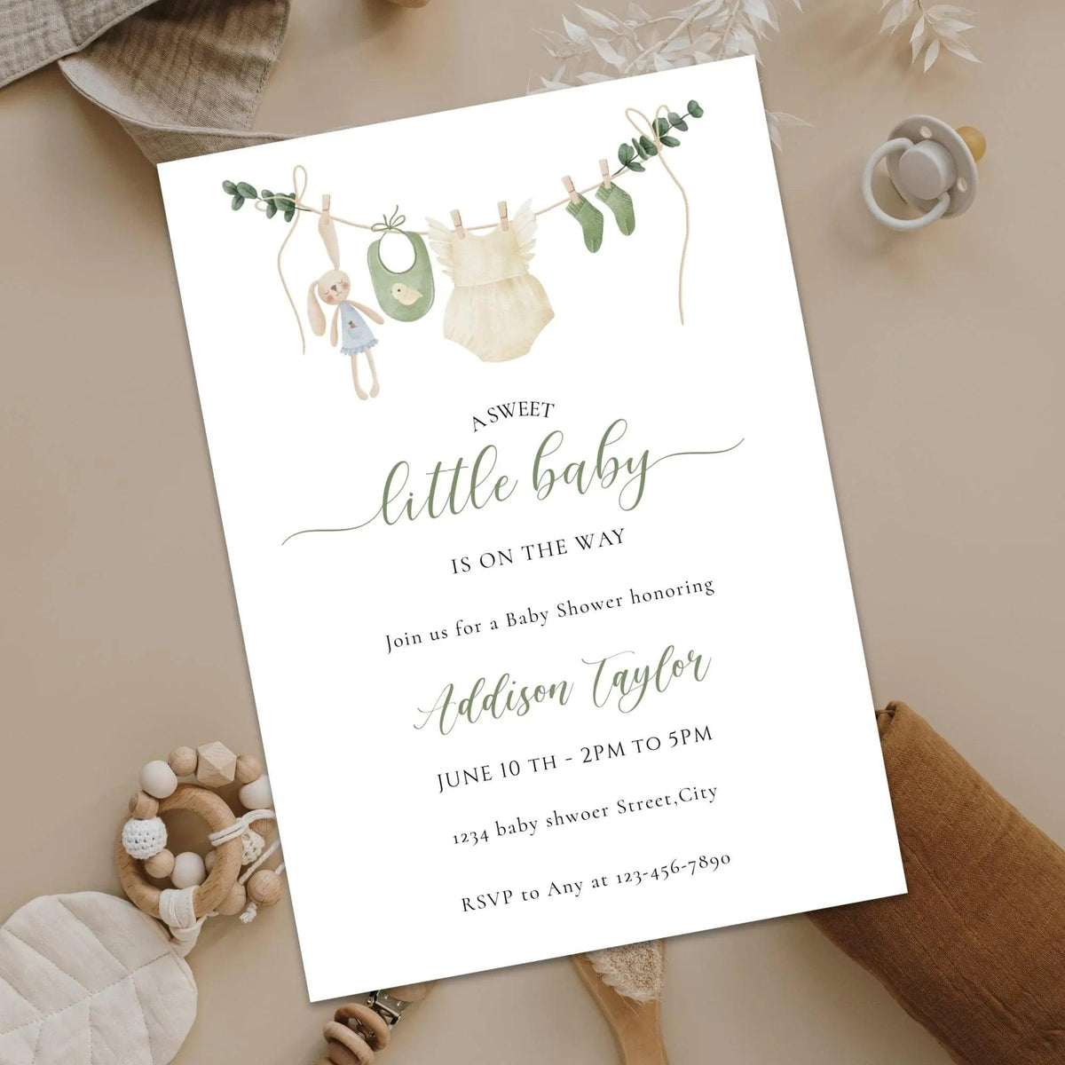 Gender Neutral Baby Shower Invitation, Baby Clothes Baby Shower Editable Template, Baby Shower Evite, Neutral Baby Shower Printable Invite - Lovely Printable Party