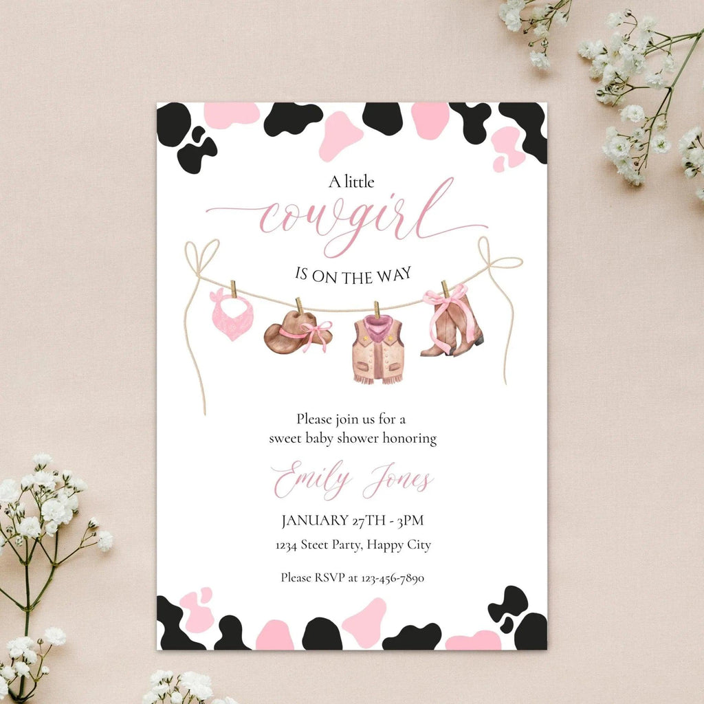 Cowgirl Baby Shower Invitation Instant Download Digital Template - Lovely Printable Party