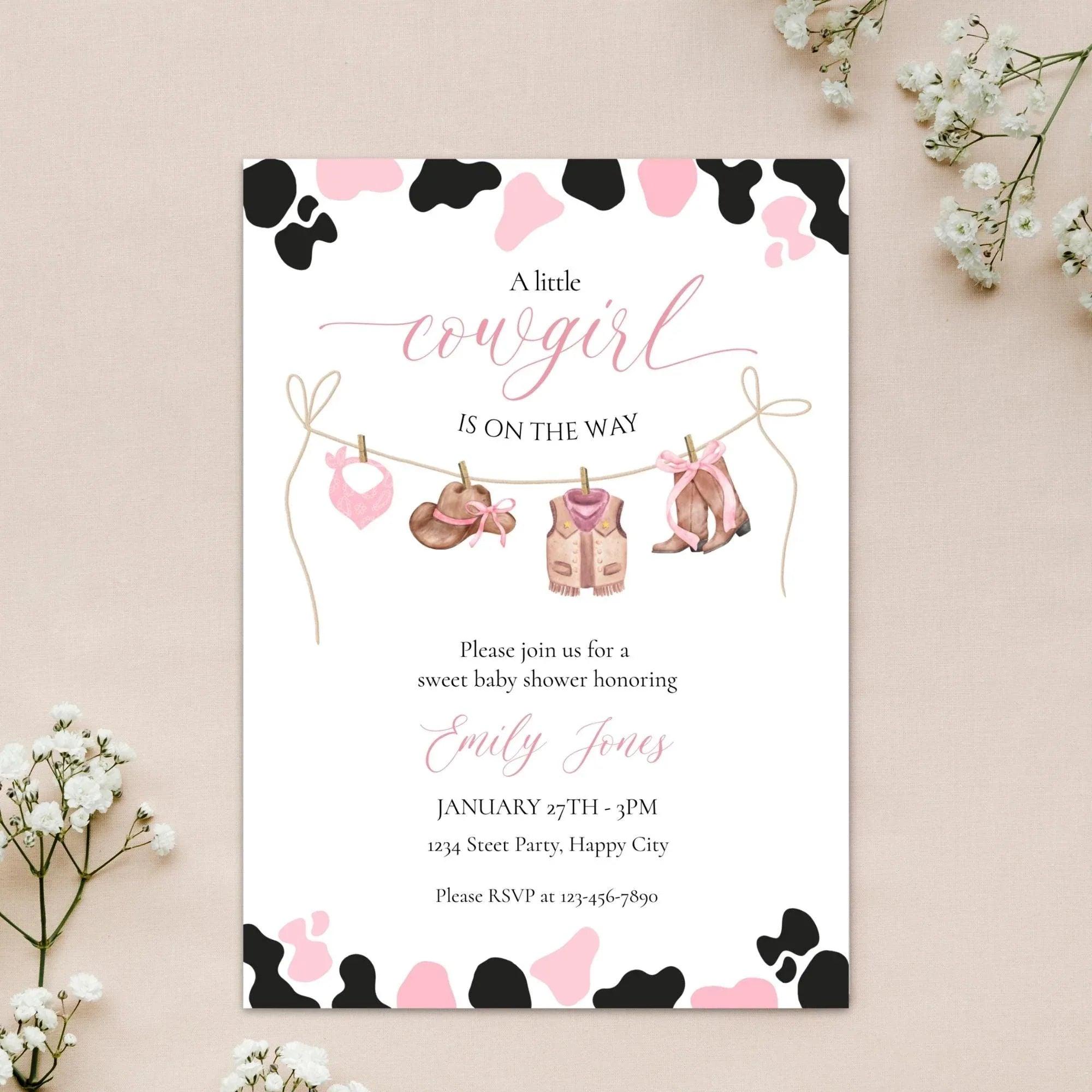 Cowgirl Baby Shower Invitation Instant Download Digital Template - Lovely Printable Party