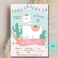 EDITABLE Pink Llama Birthday Invitation. Fiesta Llama Party Printable Template. Girly Alpaca Downloadable Invite. Instant Download BOHO - Lovely Printable Party