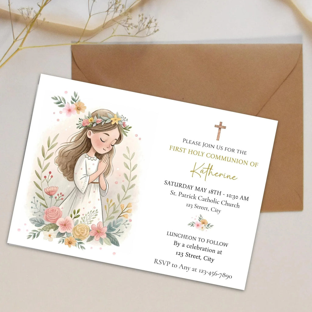 Boho Style communion Invitation - Lovely Party
