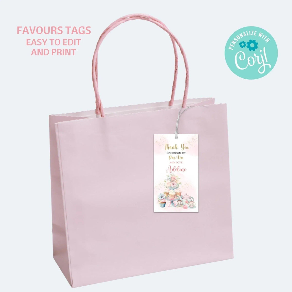 Tea Party invitation and tag, Tea Party Birthday Invitation, Tea Party Favor Tags for Birthday, Baby Shower, or Bridal Shower - Lovely Printable Party