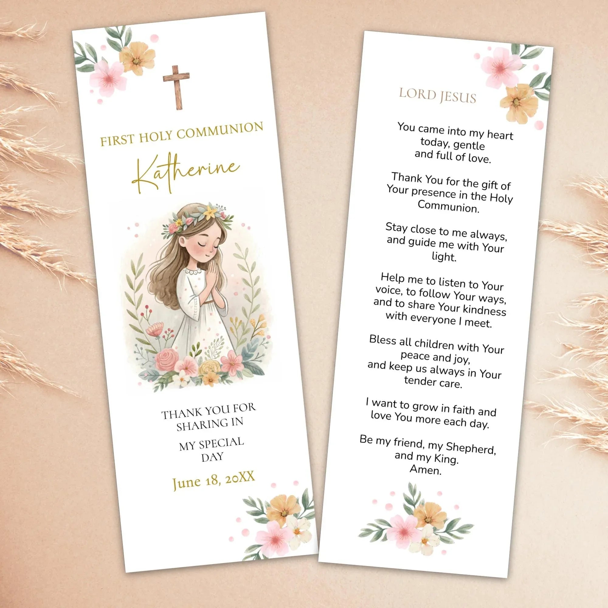 Boho communion Bookmark - Lovely Party