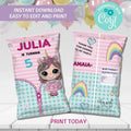 Doll chip Bag Instant Download Digital Template - Lovely Printable Party