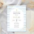 Editable Boy Baptism Invitation | Blue Gold Christening Template | Catholic Baptism Corjl | Instant Download Digital Invite - Lovely Printable Party