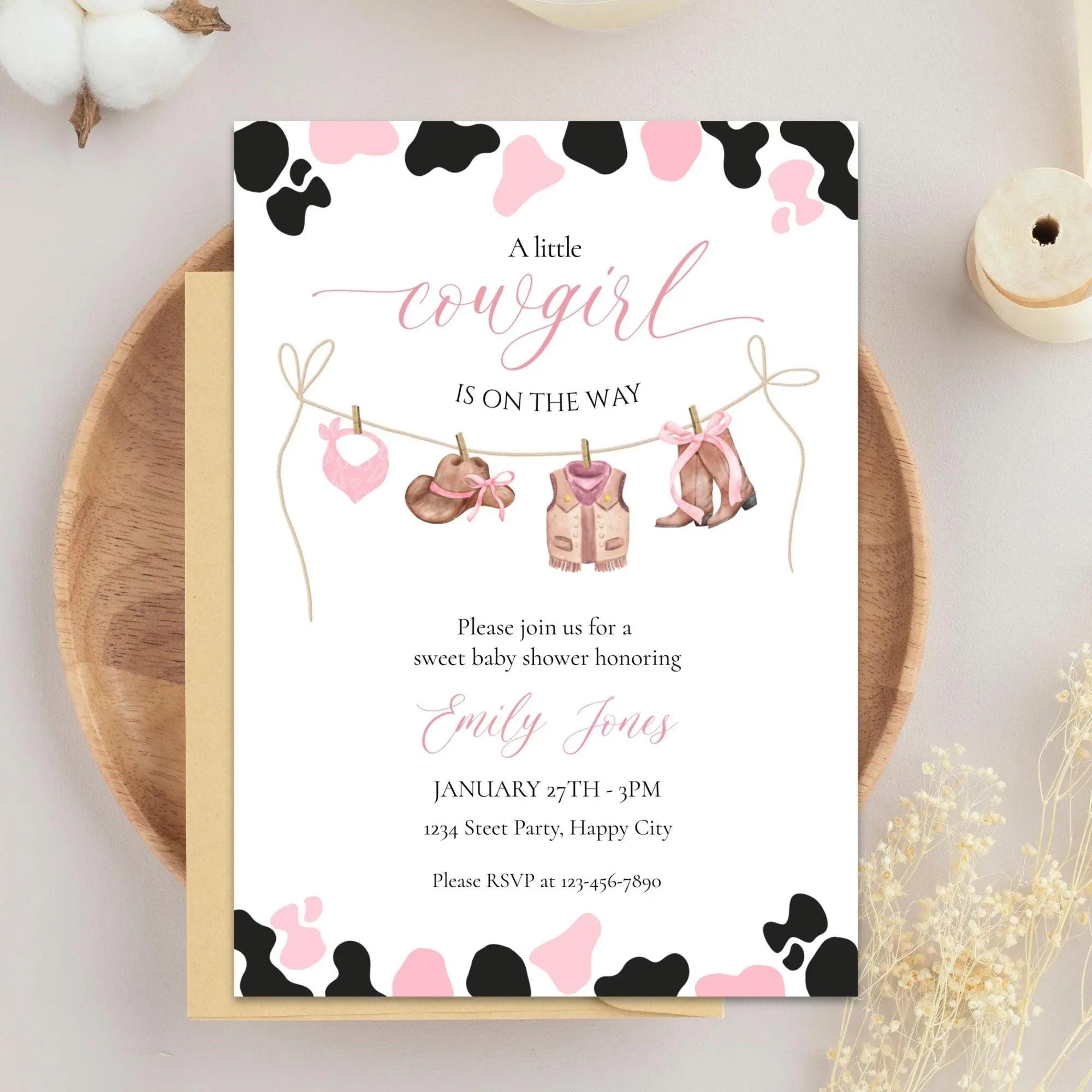 Cowgirl Baby Shower Invitation Instant Download Digital Template - Lovely Printable Party