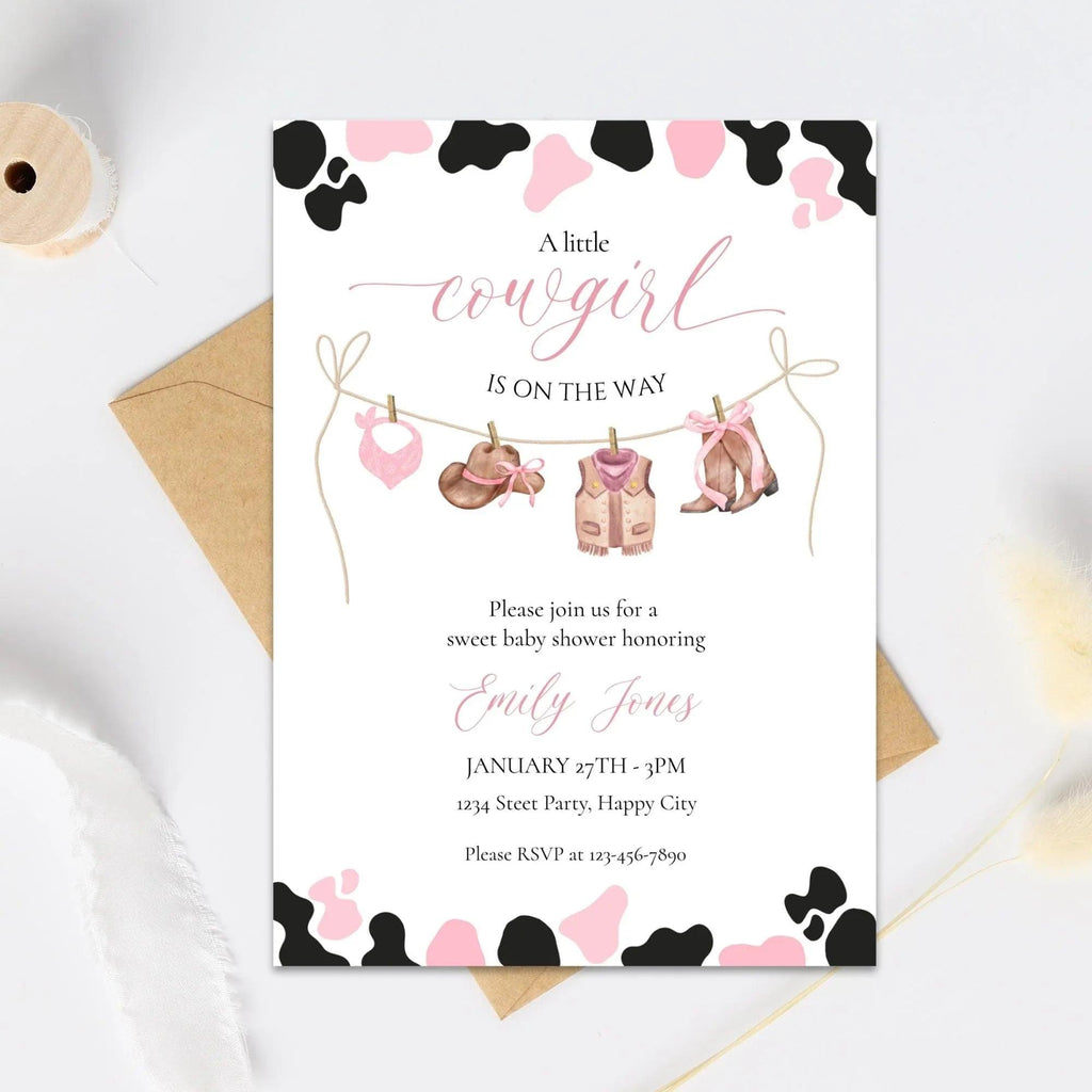 Cowgirl Baby Shower Invitation Instant Download Digital Template - Lovely Printable Party
