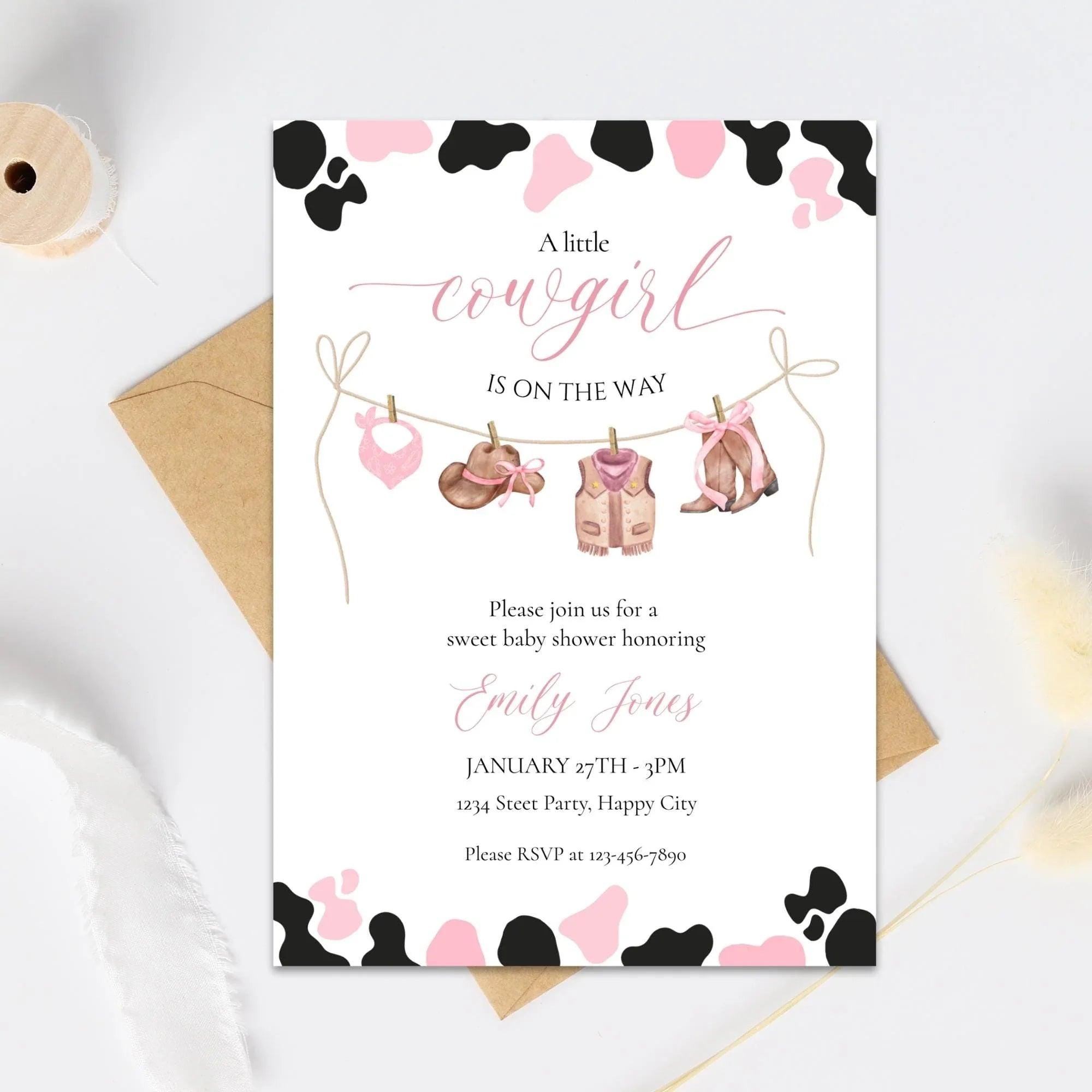 Cowgirl Baby Shower Invitation Instant Download Digital Template - Lovely Printable Party