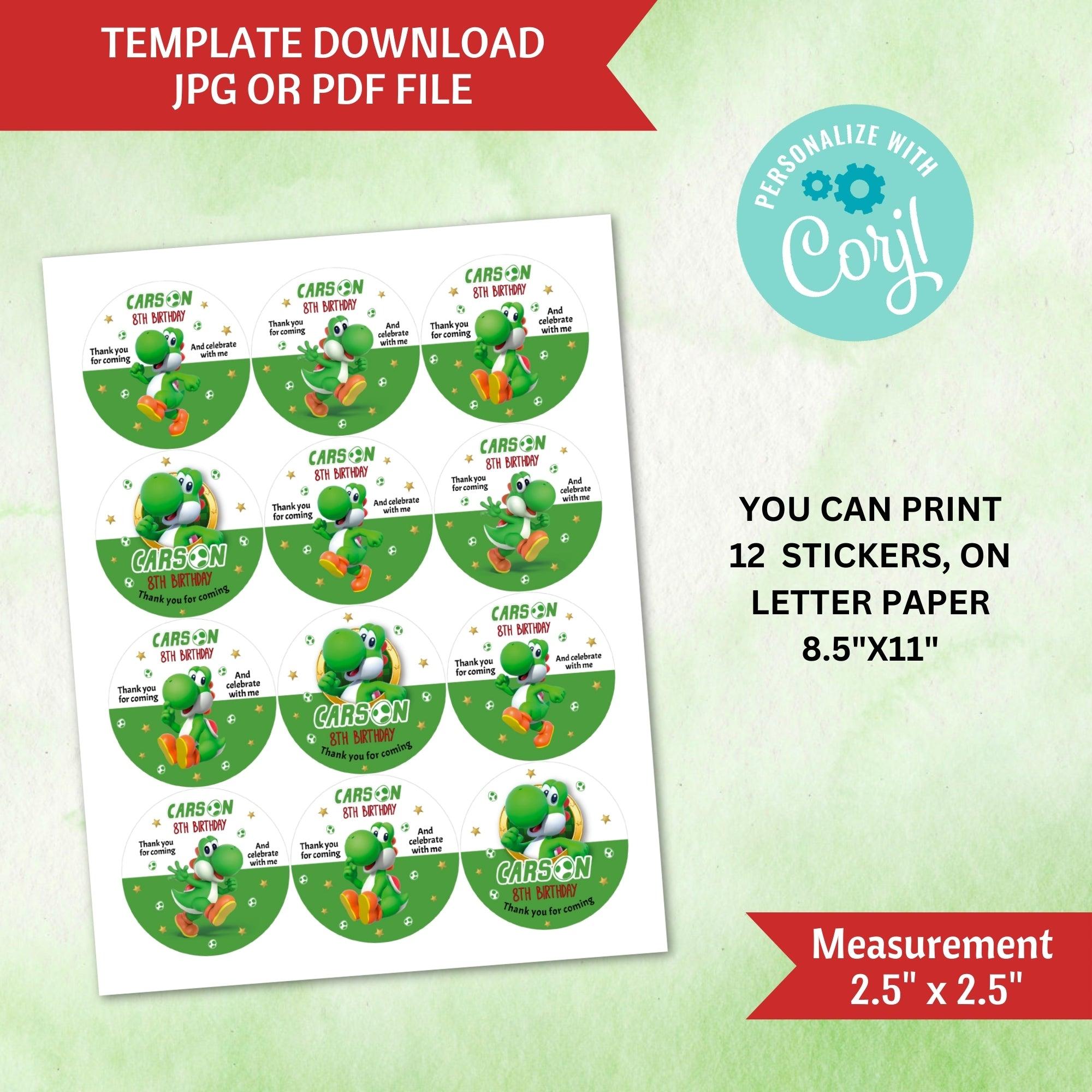 Yoshi Party Bundle Pack Editable Templates - Nintendo Birthday Decorations Digital Download