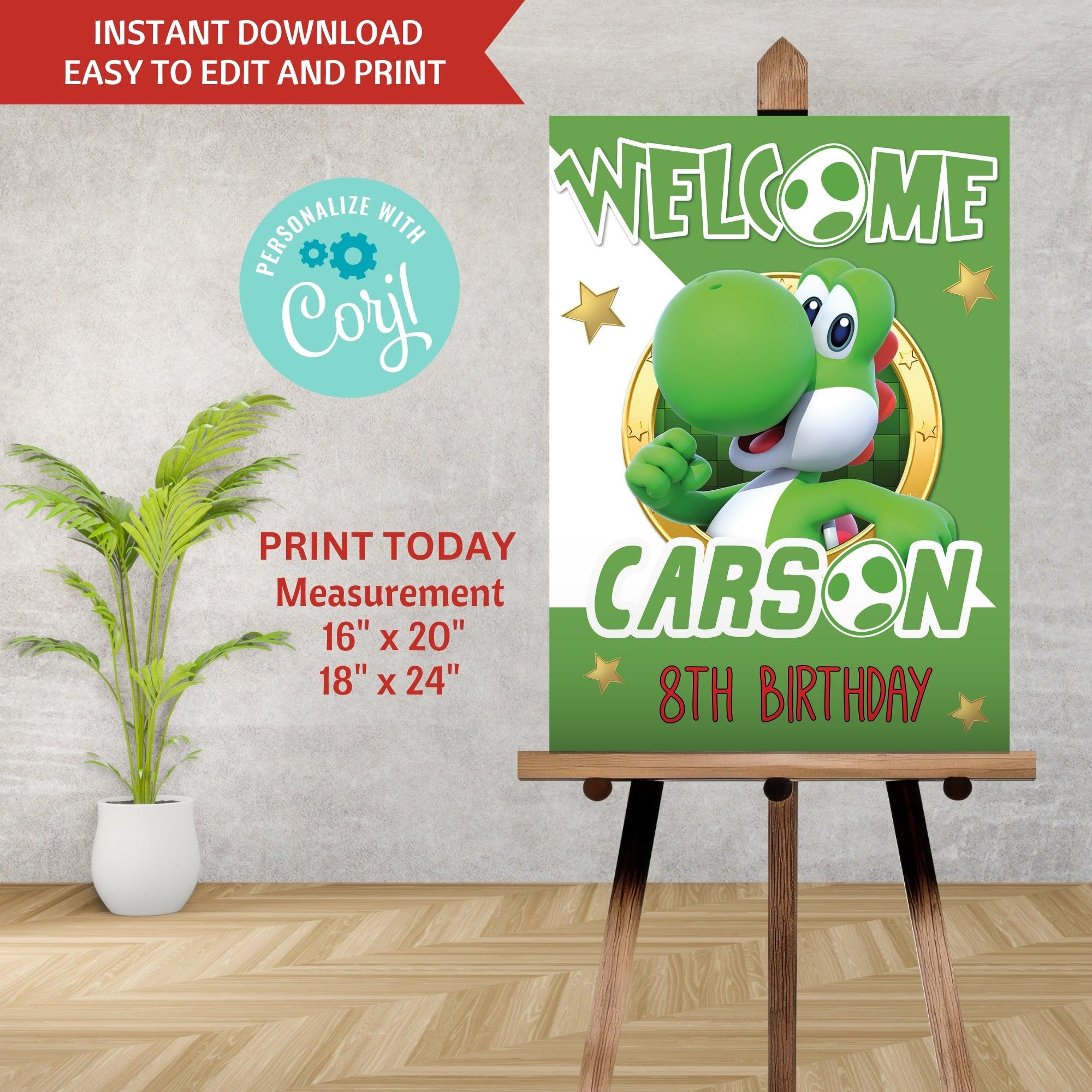 Yoshi Party Bundle Pack Editable Templates - Nintendo Birthday Decorations Digital Download