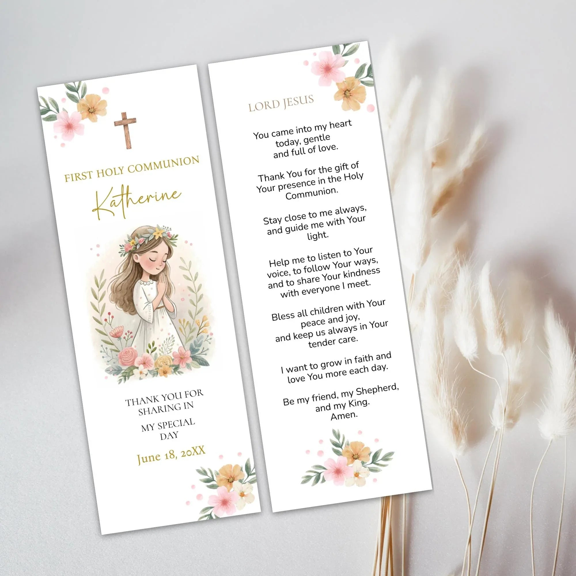 Boho communion Bookmark - Lovely Party