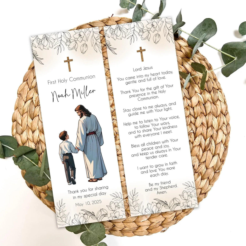 Jesus and Boy First Communion Bookmark - Lovely Printable Party
