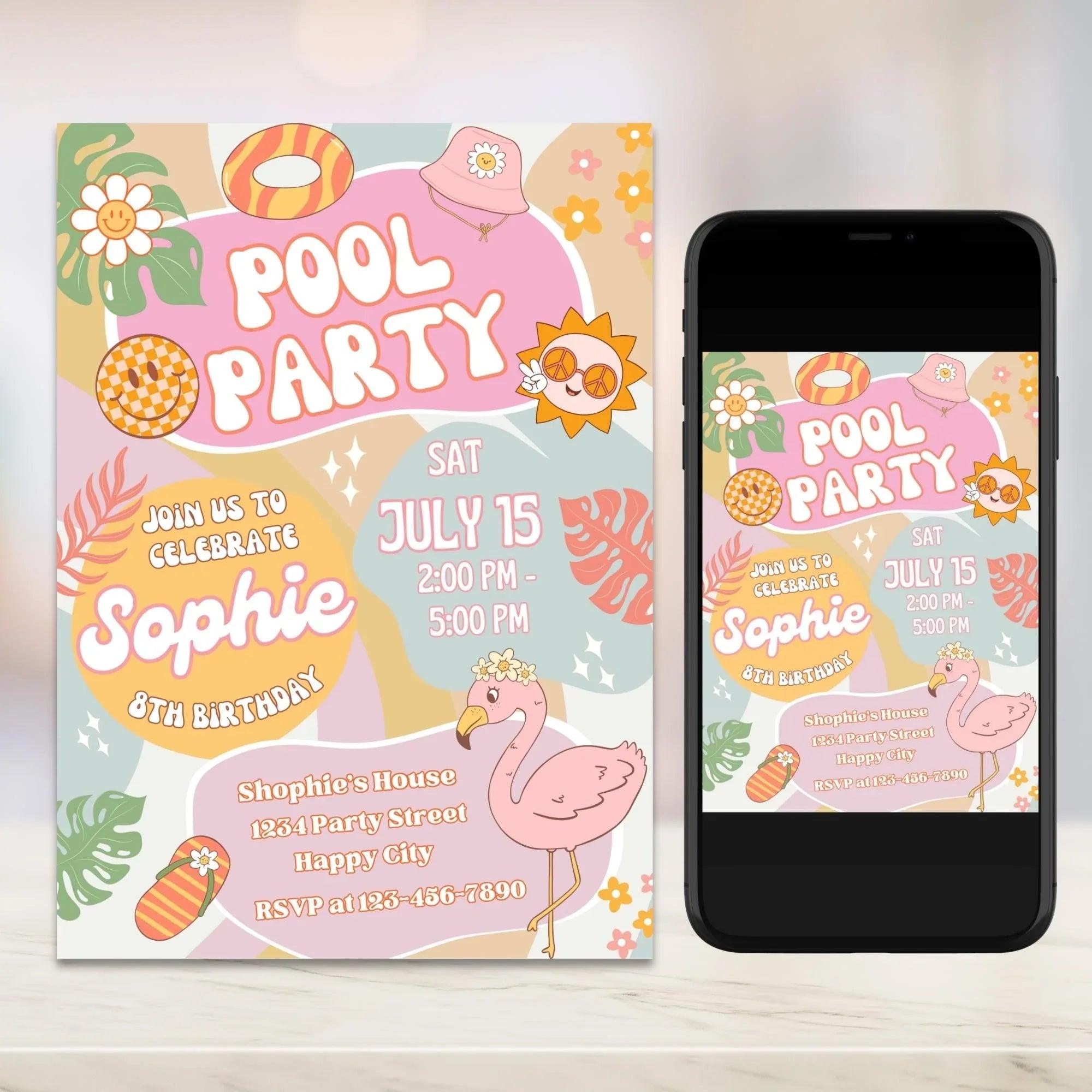 Pool Party Birthday Invitation Instant Download - Lovely Printable Party
