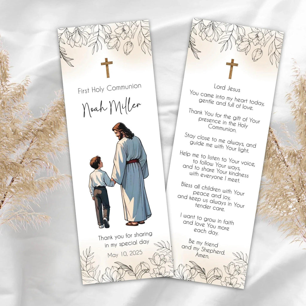 Jesus and Boy First Communion Bookmark - Lovely Printable Party
