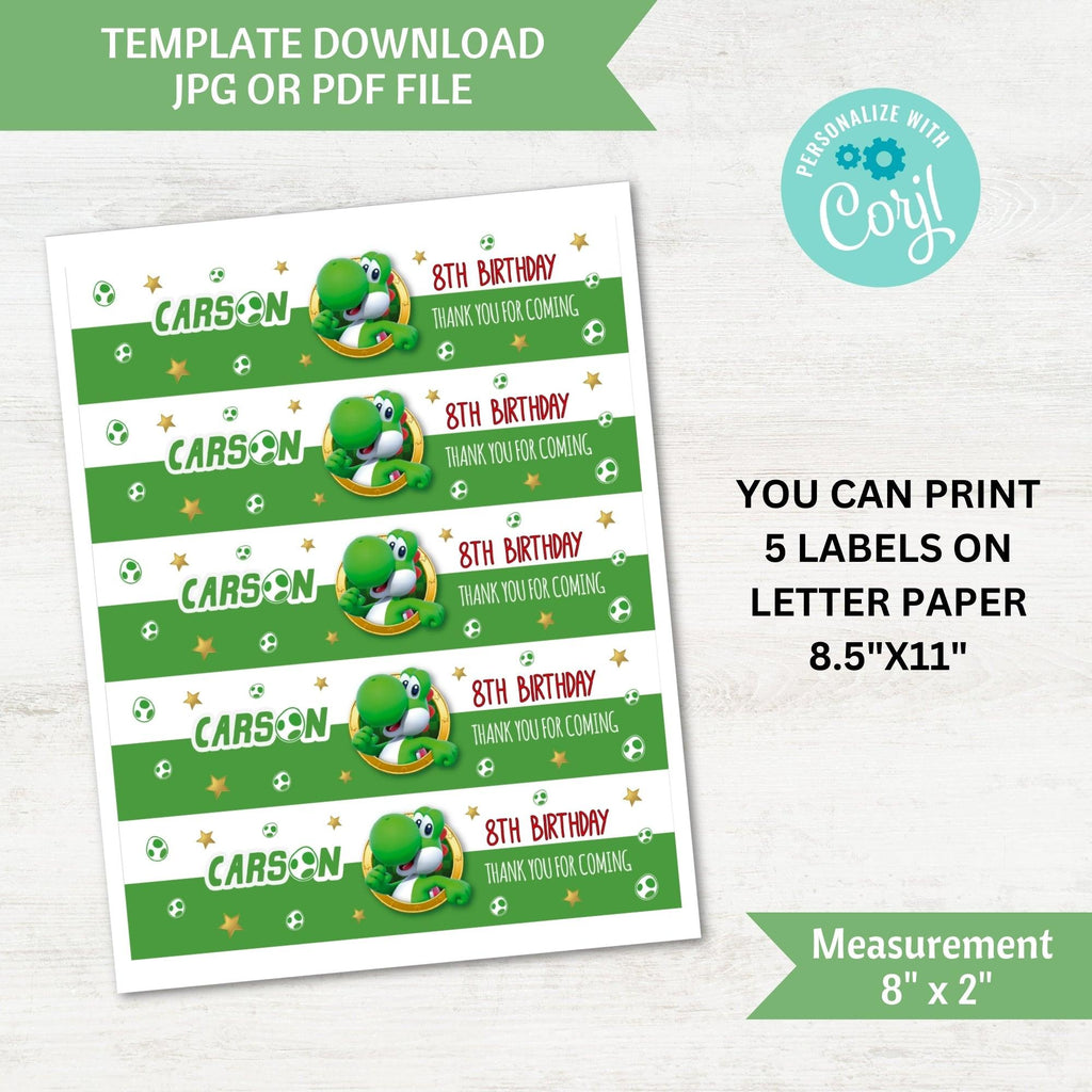 Yoshi Party Bundle Pack Editable Templates - Nintendo Birthday Decorations Digital Download