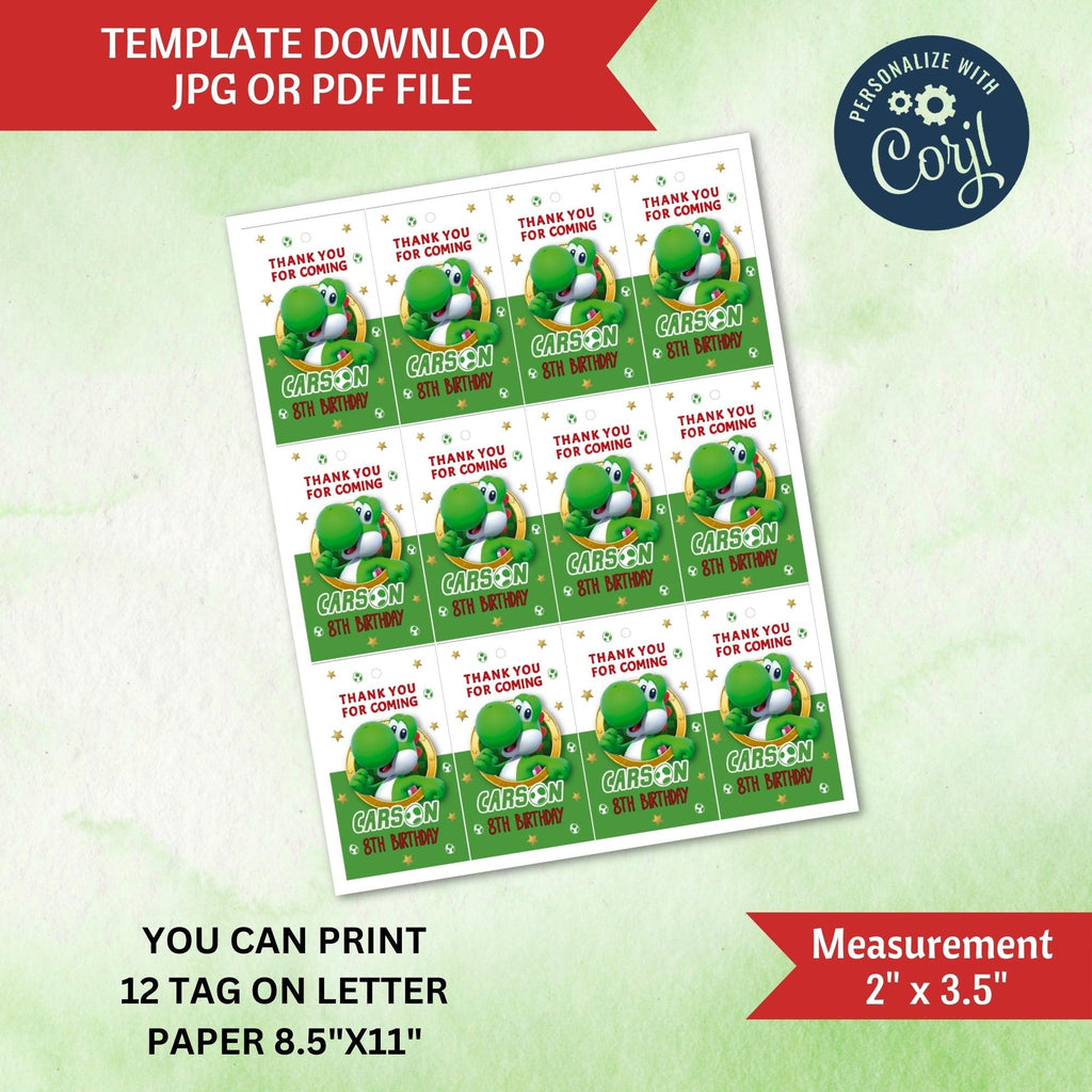 Yoshi Party Bundle Pack Editable Templates - Nintendo Birthday Decorations Digital Download