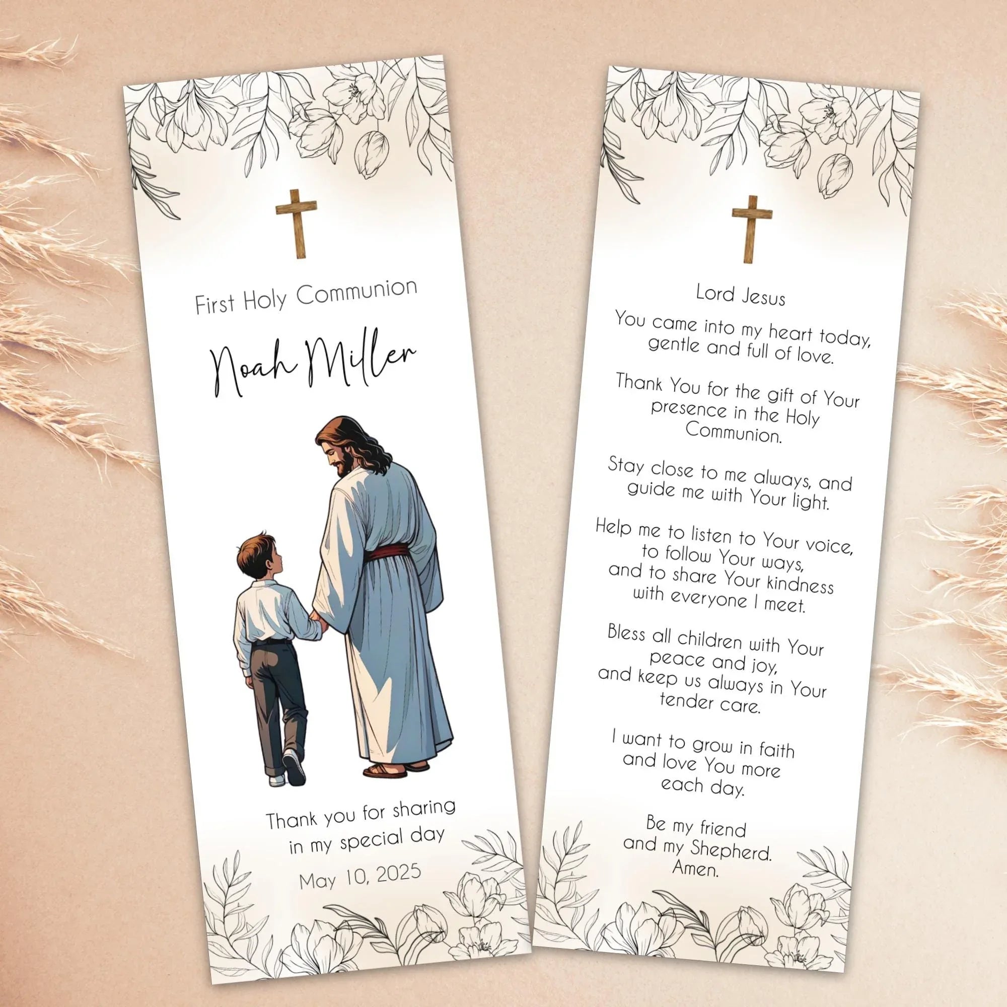 Jesus and Boy First Communion Bookmark - Lovely Party