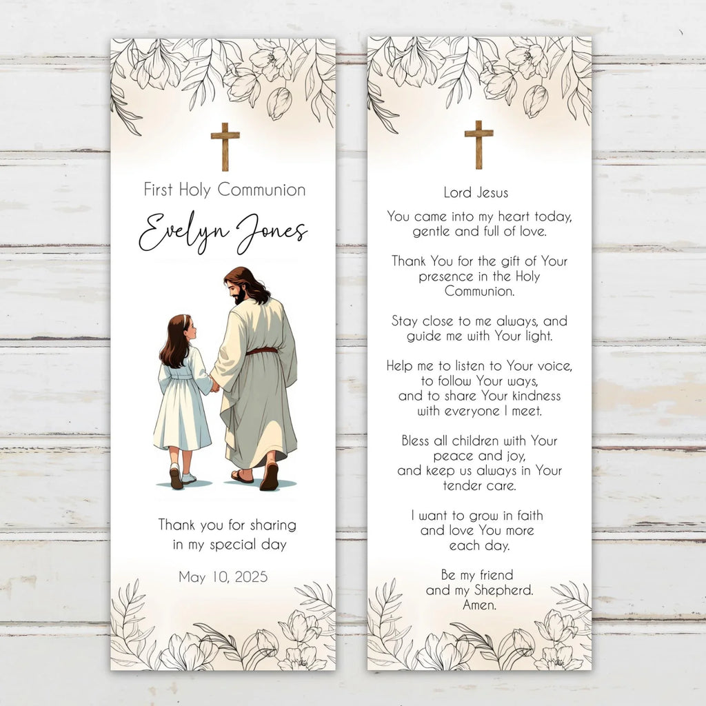 Jesus and girl First Communion Bookmark - Lovely Party