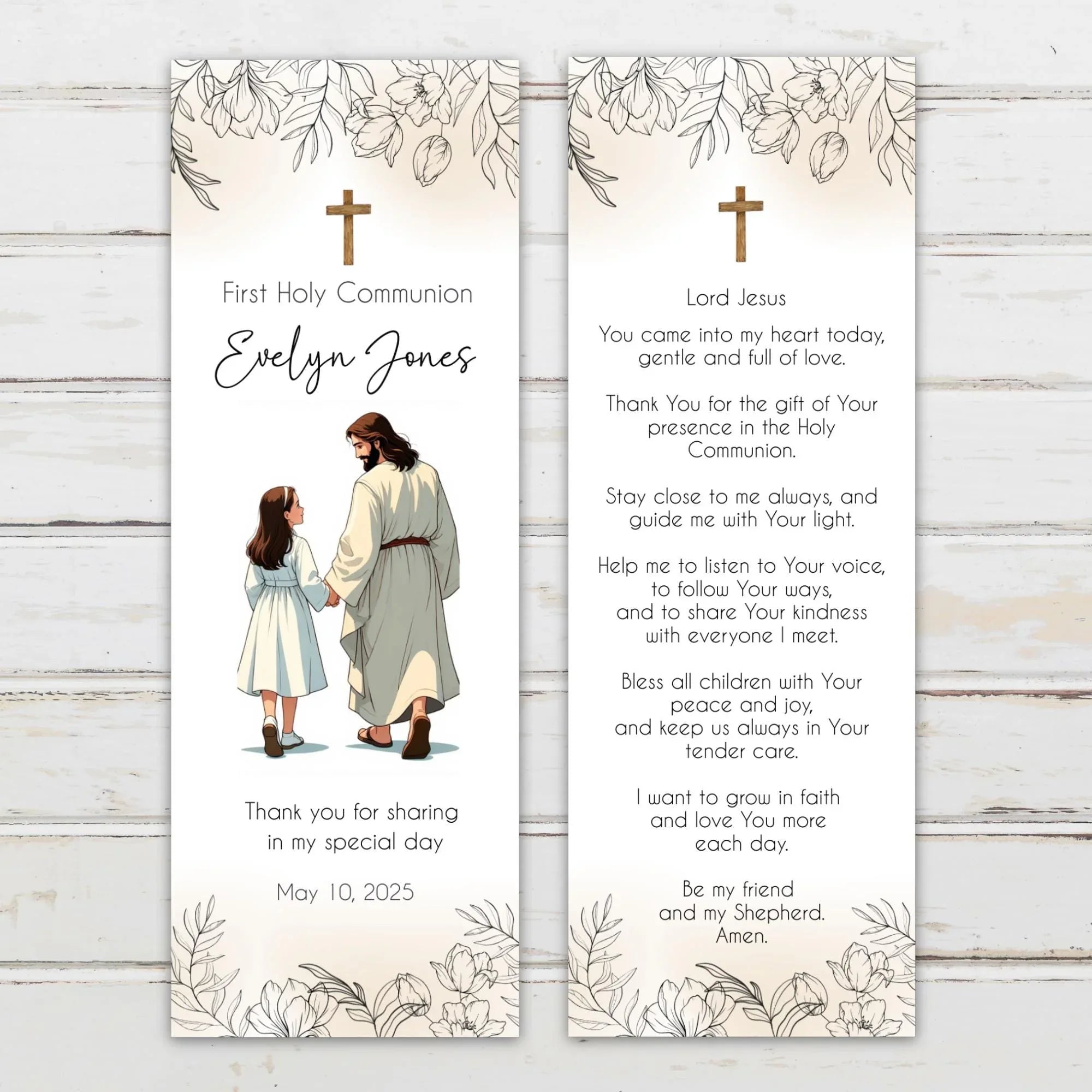 Jesus and girl First Communion Bookmark - Lovely Party