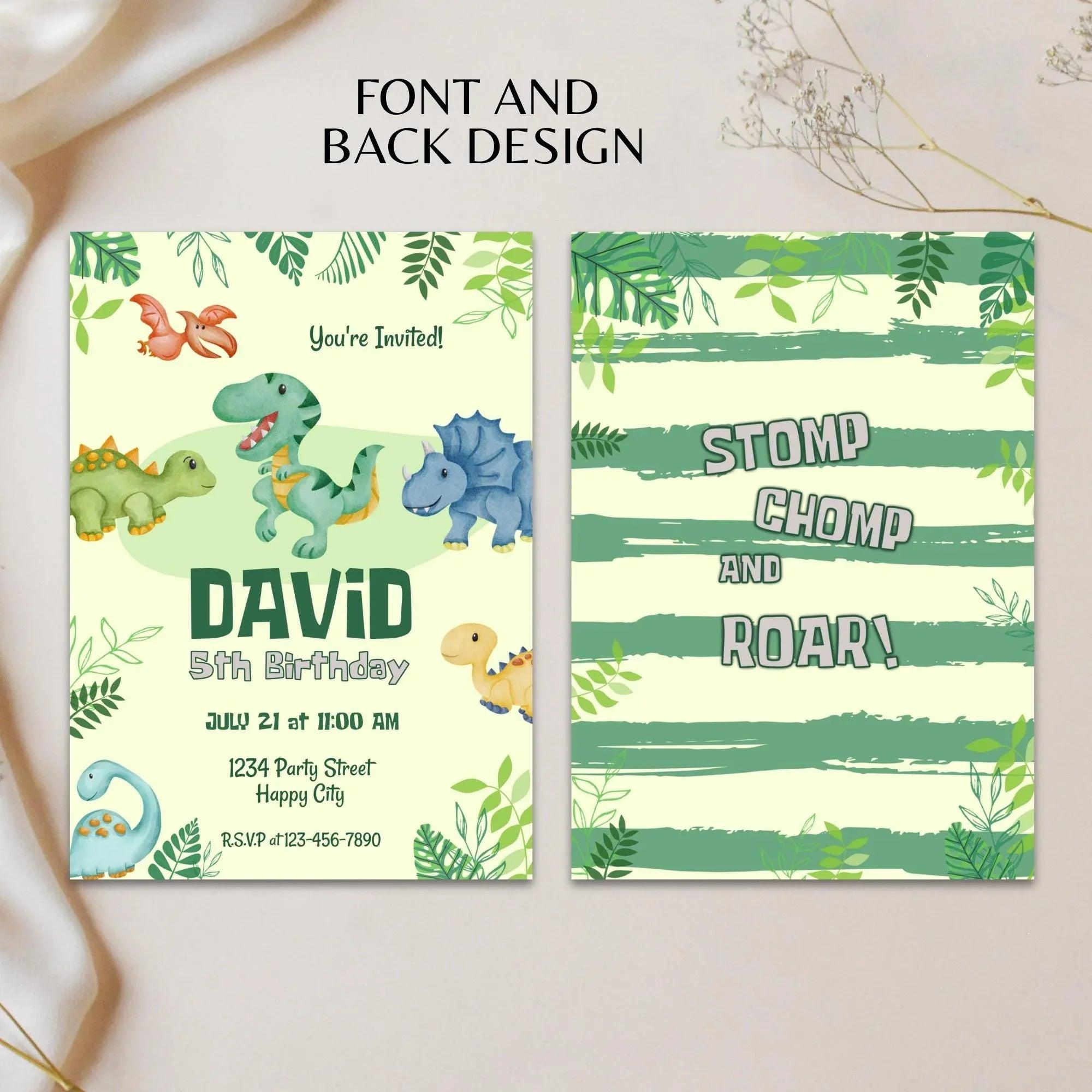 Editable Colorful Dinosaur Birthday Invitation Template, Dinosaur 2nd Birthday, Dino Invite, Birthday Boy Dino Party - Lovely Printable Party