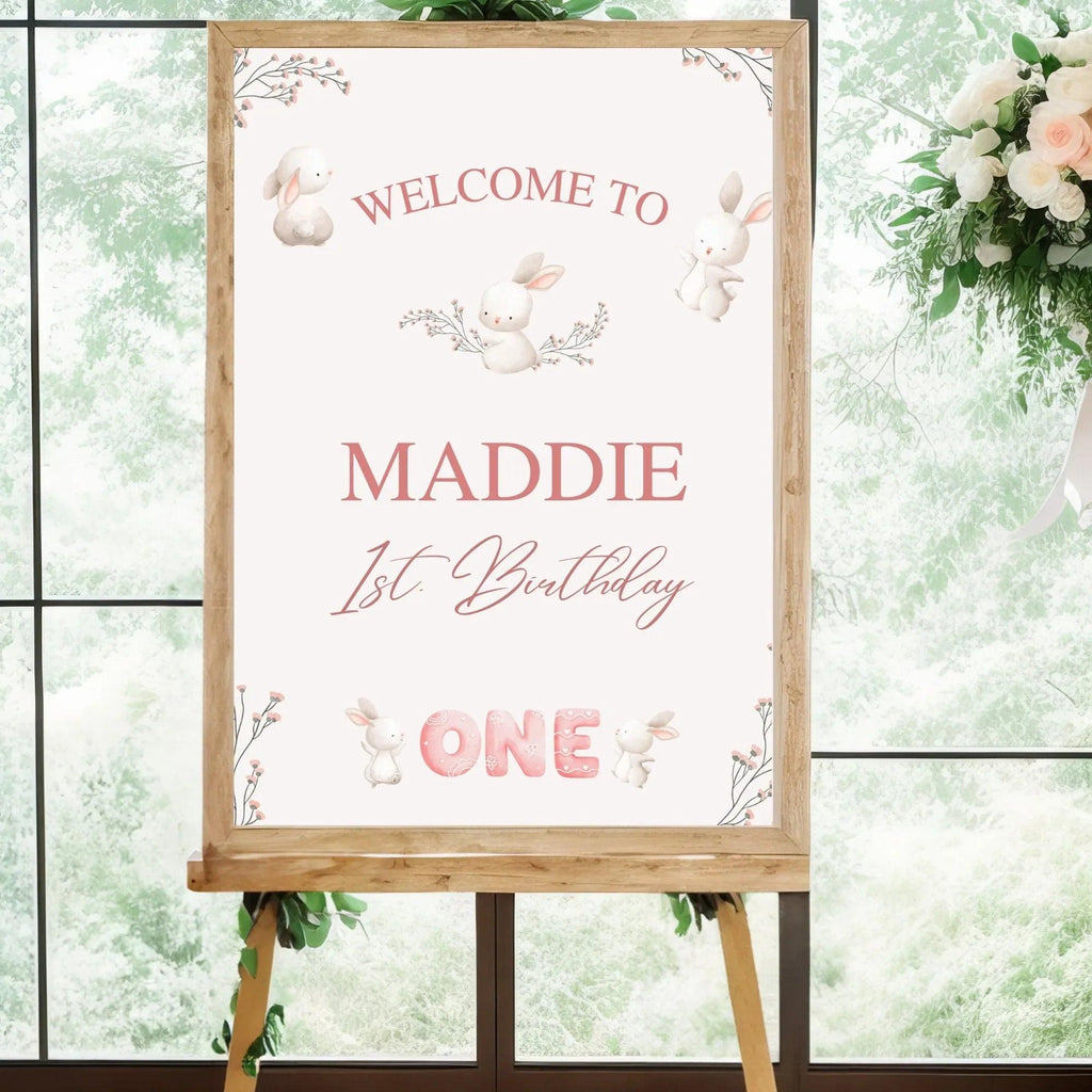 Rabbit Birthday Welcome Sign - Lovely Printable Party