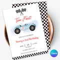 Editable Vintage Race 2nd Birthday Invitation – Retro Car Theme – Canva Template – Instant Download - Lovely Printable Party