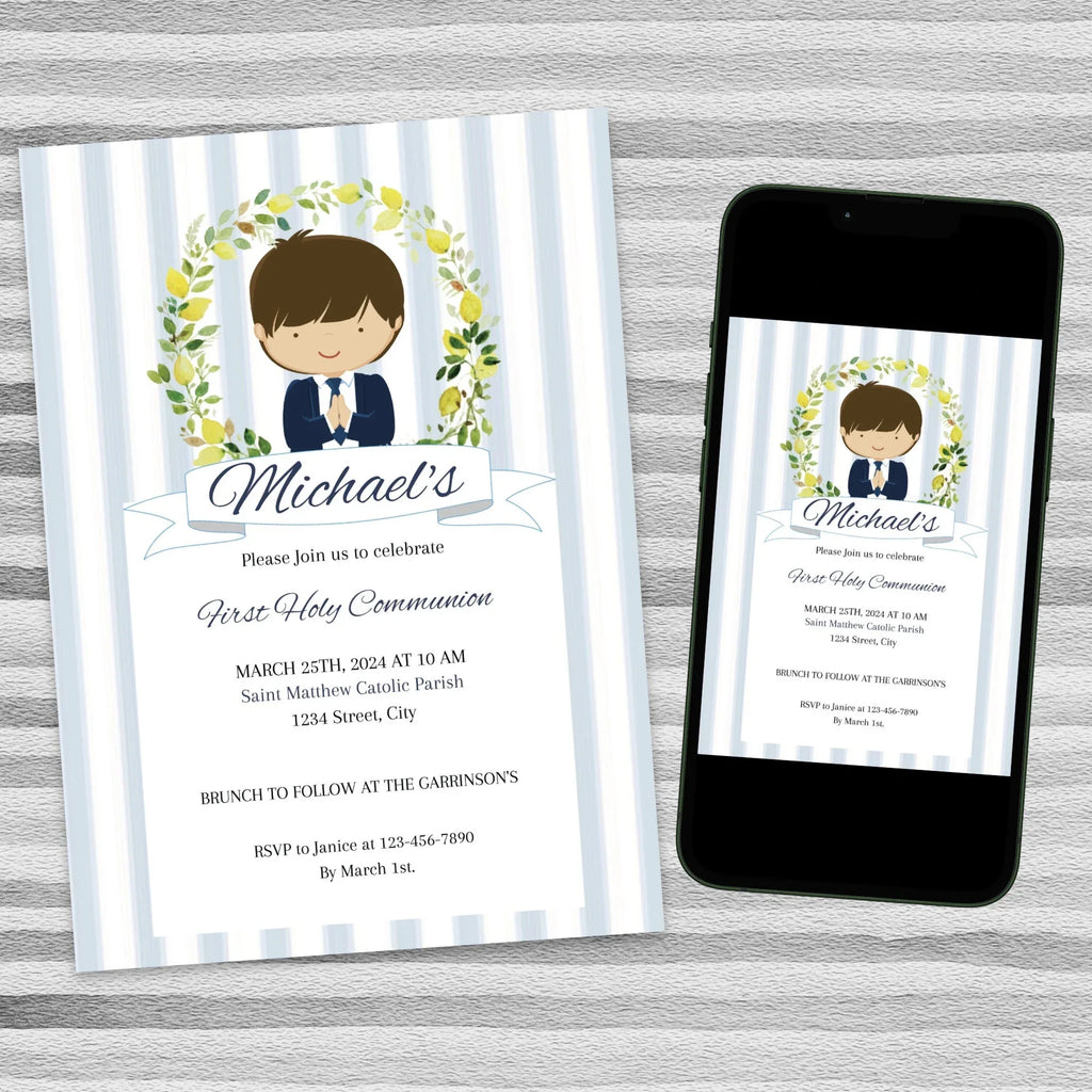 Lemon Crown Communion Invitation - Lovely Party