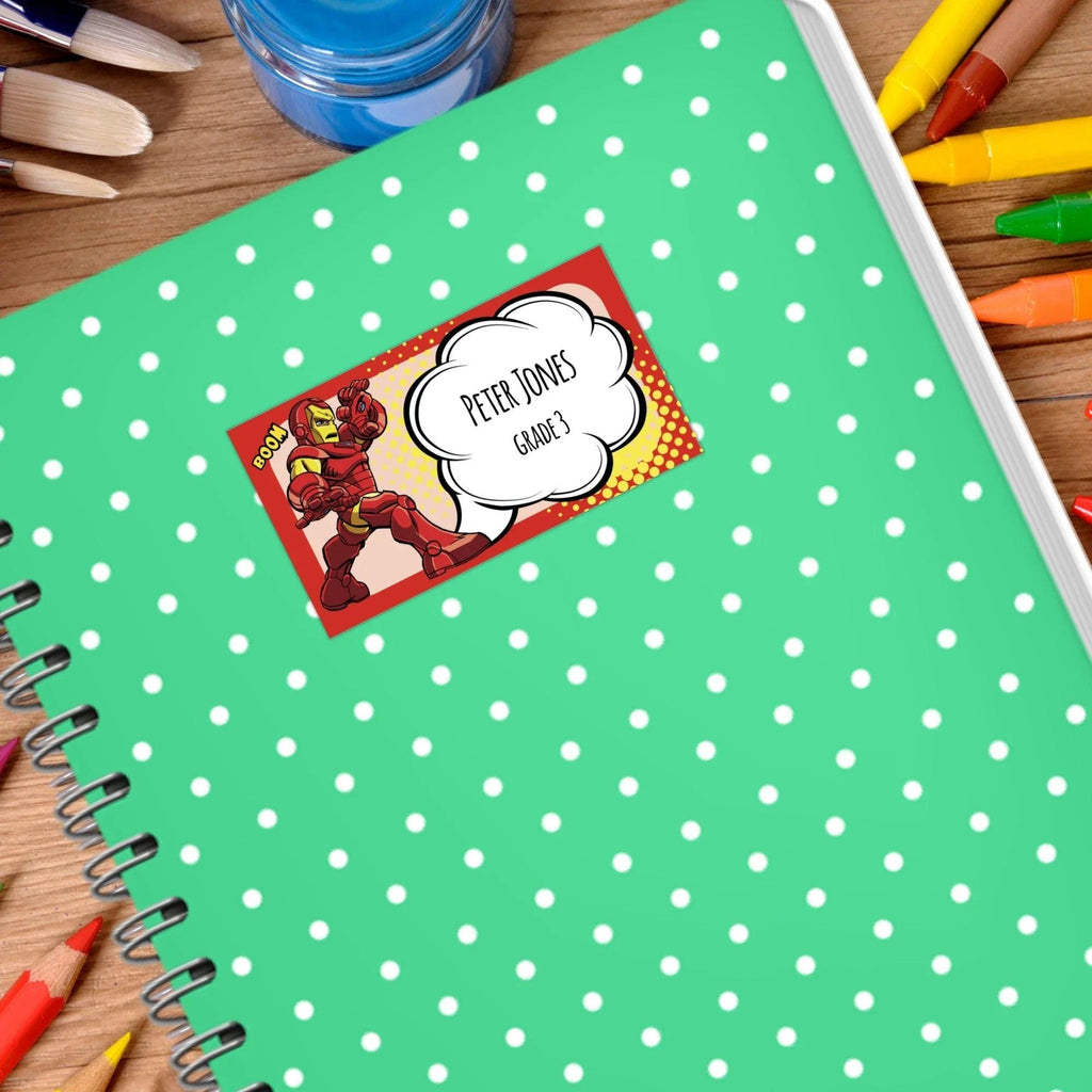 Superheroes Printables Labels, Preschool labels, Personalized kids labels, Children’s Name Labels, School supplies stickers - Lovely Printable Party