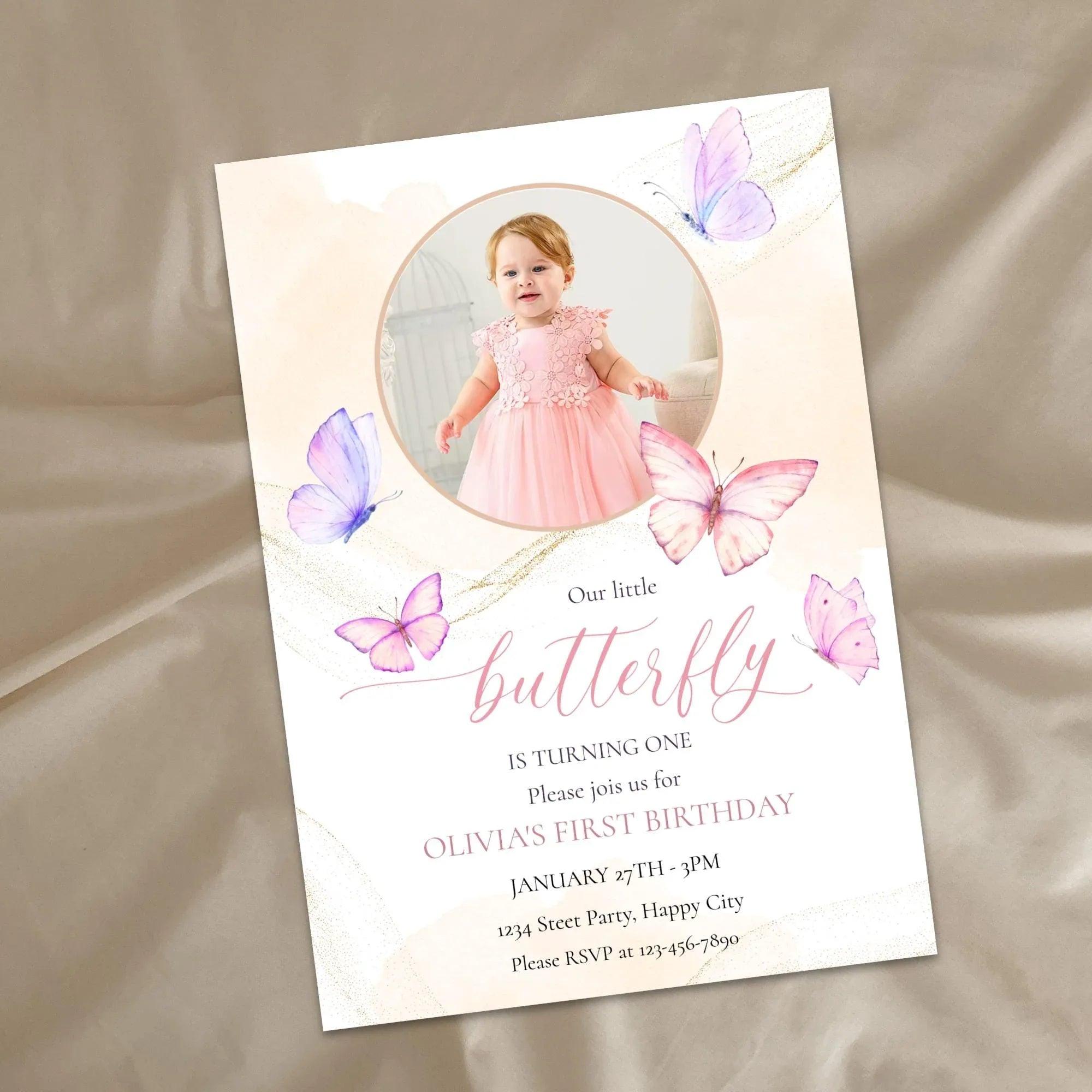Butterfly Birthday Invitation Instant Download Digital Template - Lovely Printable Party