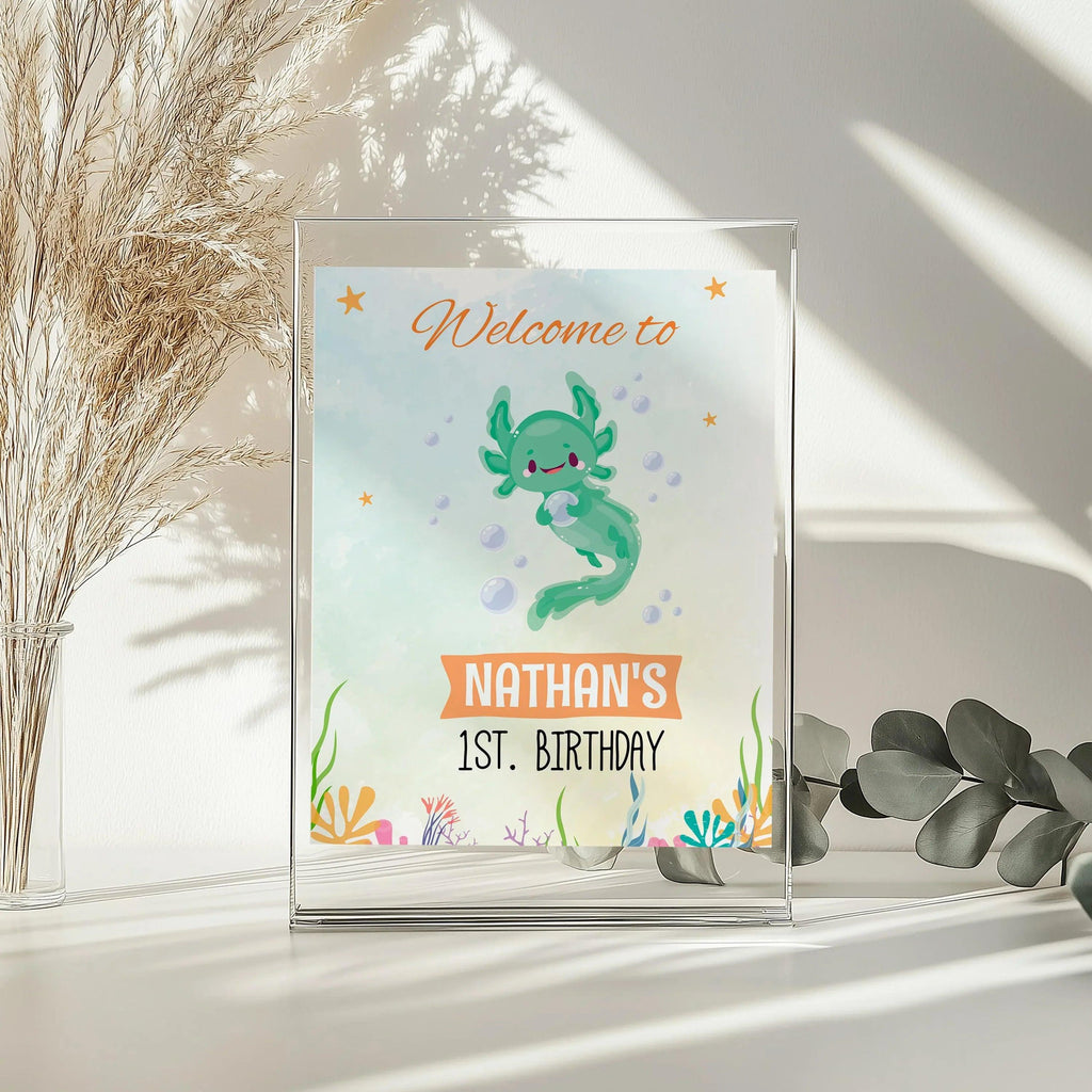 Axolotl Birthday Party Bundle Editable Instant Download - Lovely Printable Party