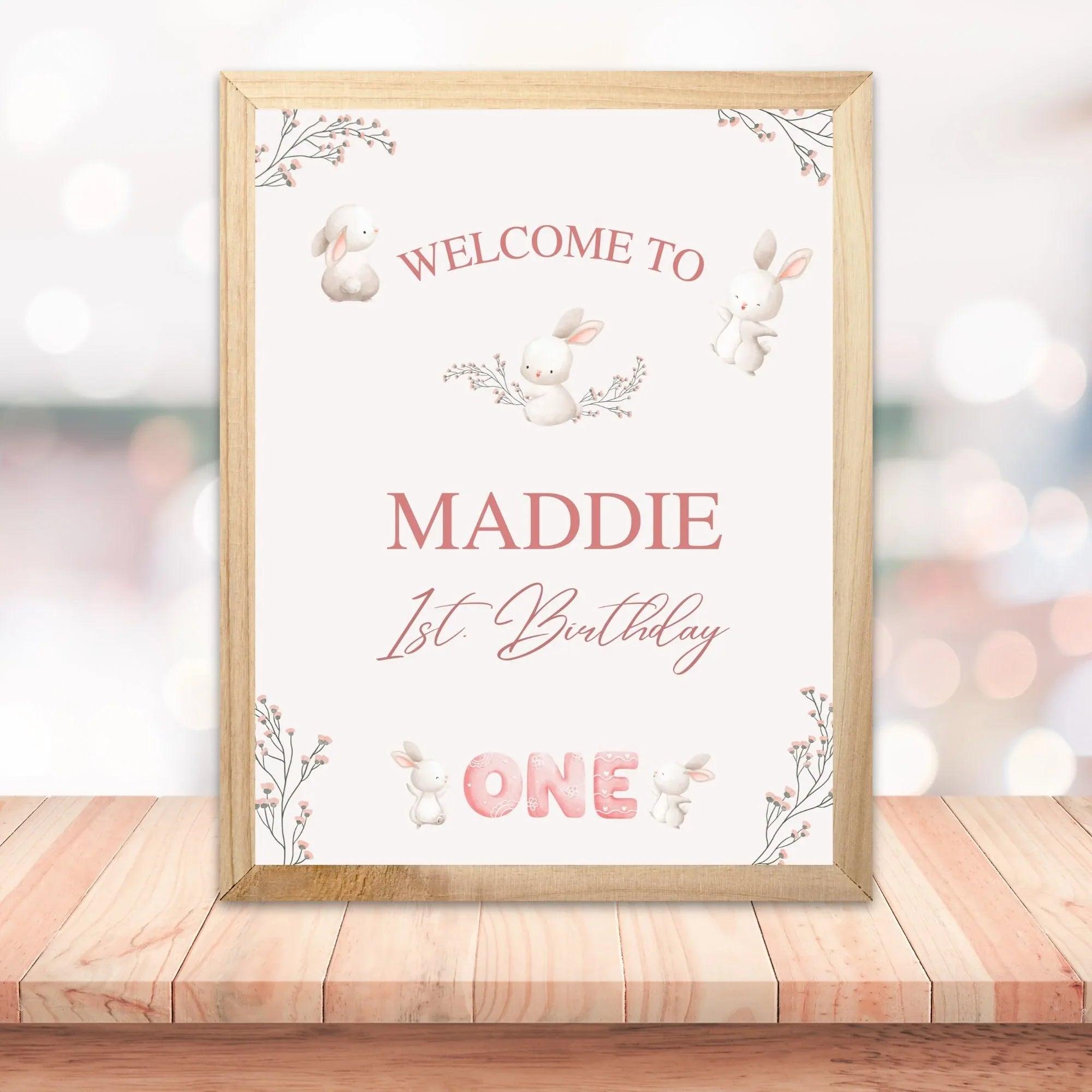 Rabbit Birthday Welcome Sign - Lovely Printable Party