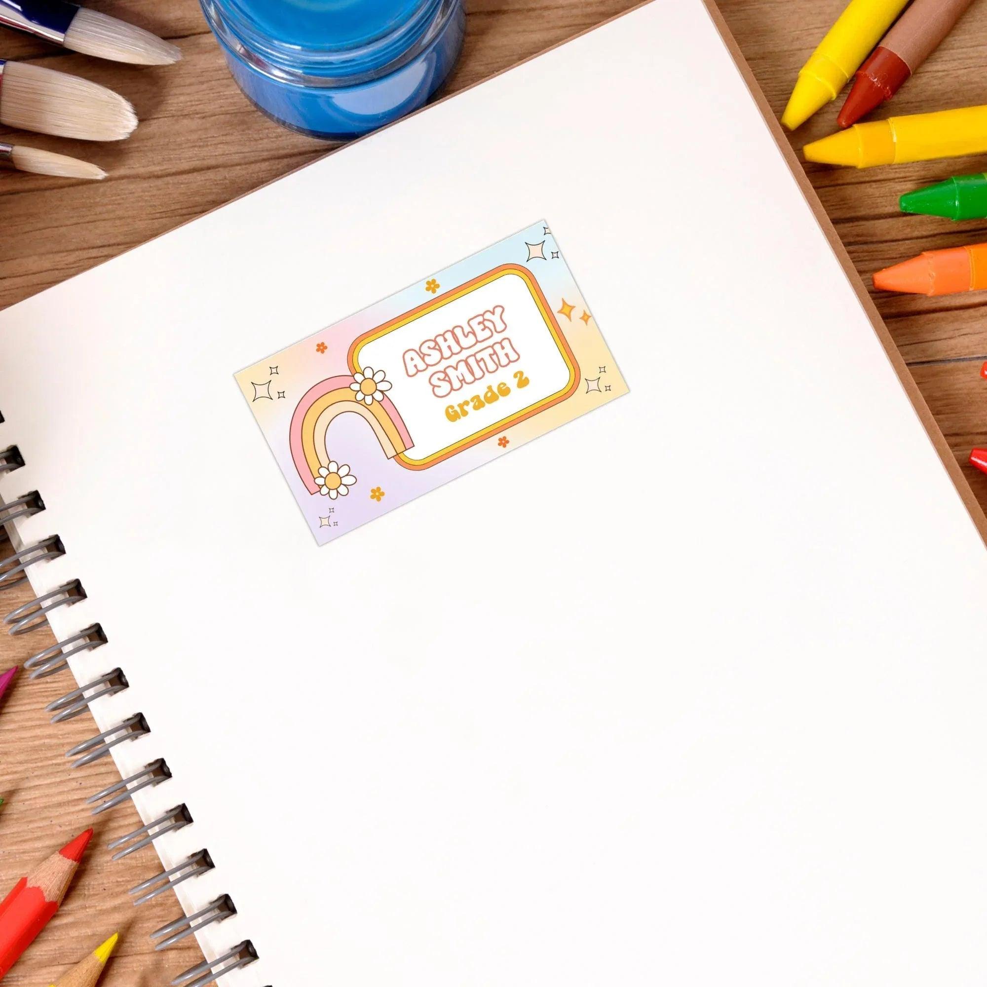 Retro Groovy School labels, Classroom Printables, Name labels for kids, Classroom Labels, School supply labels, Editable Labels - Lovely Printable Party