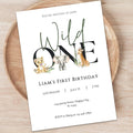 Wild One First Birthday Invitation Editable | Safari Jungle Party Invite Corjl | Digital Animal Birthday Card for Boy - Lovely Printable Party