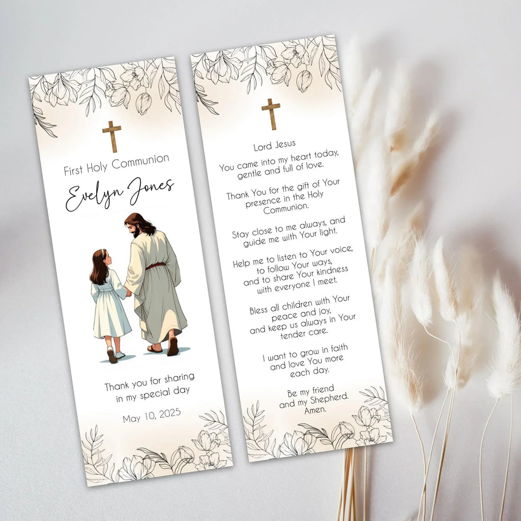 Jesus and girl First Communion Bookmark - Lovely Party