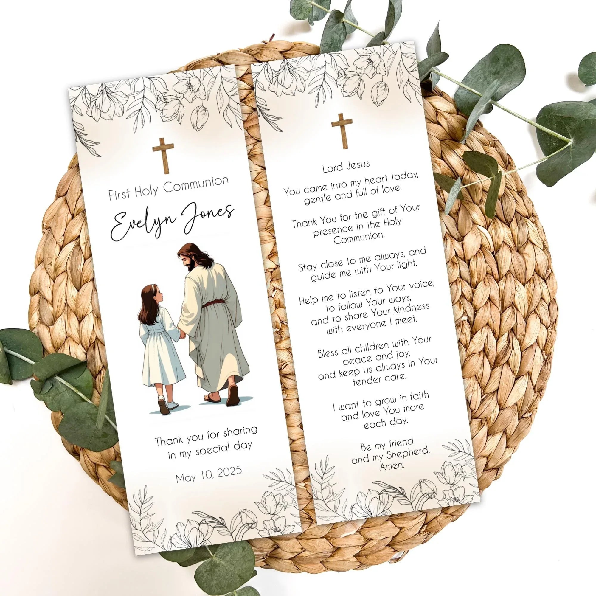 Jesus and girl First Communion Bookmark - Lovely Party