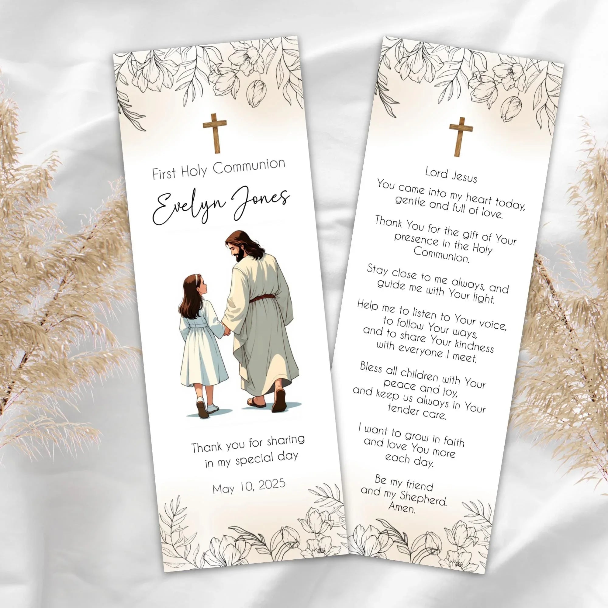 Jesus and girl First Communion Bookmark - Lovely Party