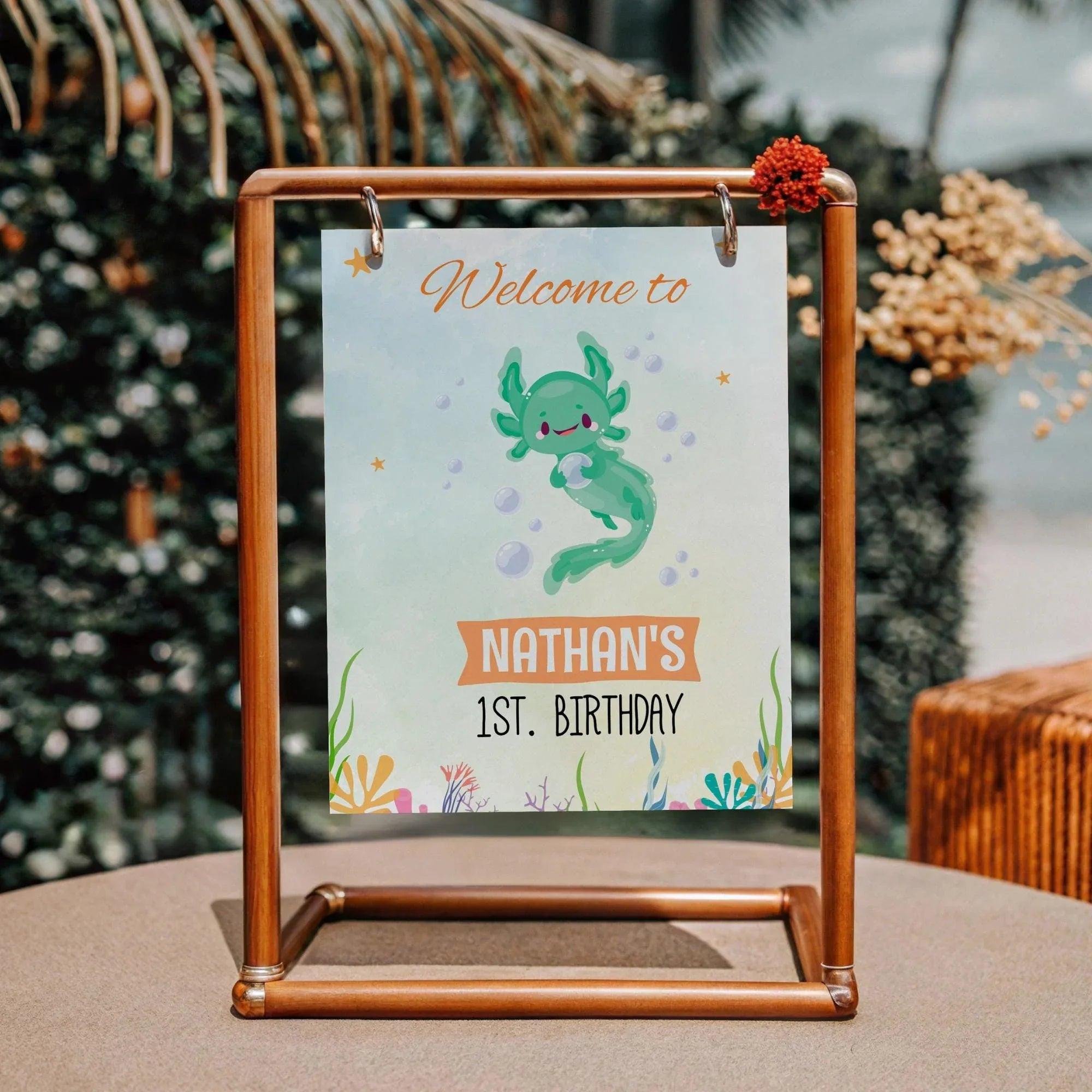 Axolotl Birthday Welcome Sign - Instant Download Digital Template - Lovely Printable Party