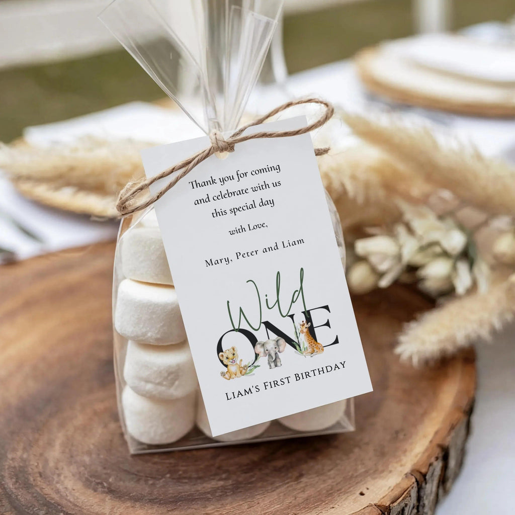 Wild One Birthday Invitation Bundle Editable | Safari Jungle Party Set Corjl | Invitation + Favor Tag + Phone Invite | Digital Printable - Lovely Printable Party