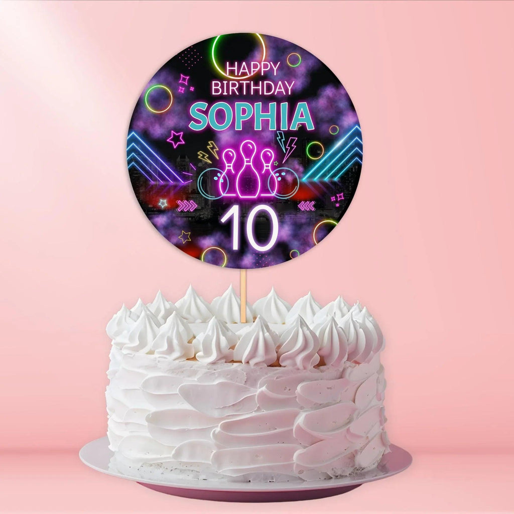 Glow Bowling Party Decorations | Editable Bowling Birthday Package | Neon Glow Printable Party Supplies - Lovely Printable Party
