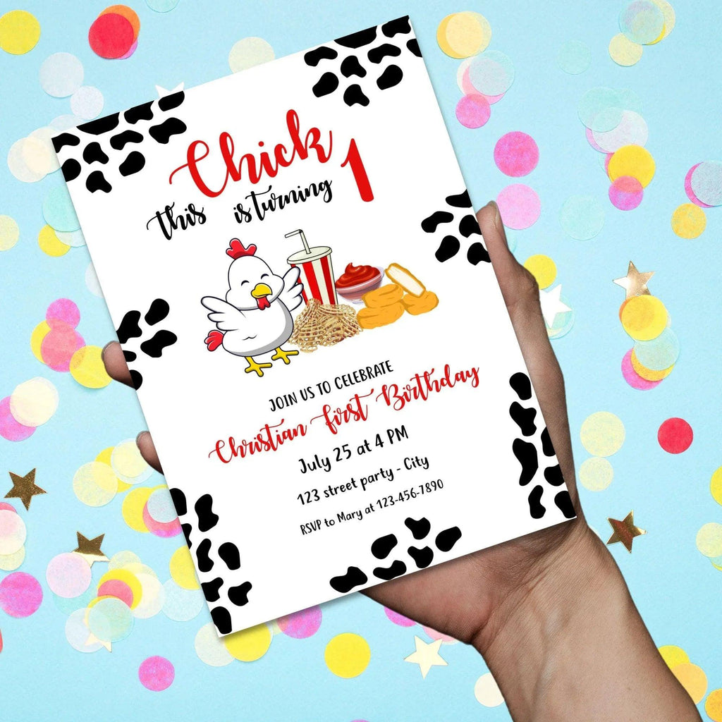 Chicken Birthday Invitation Instant Download - Lovely Printable Party