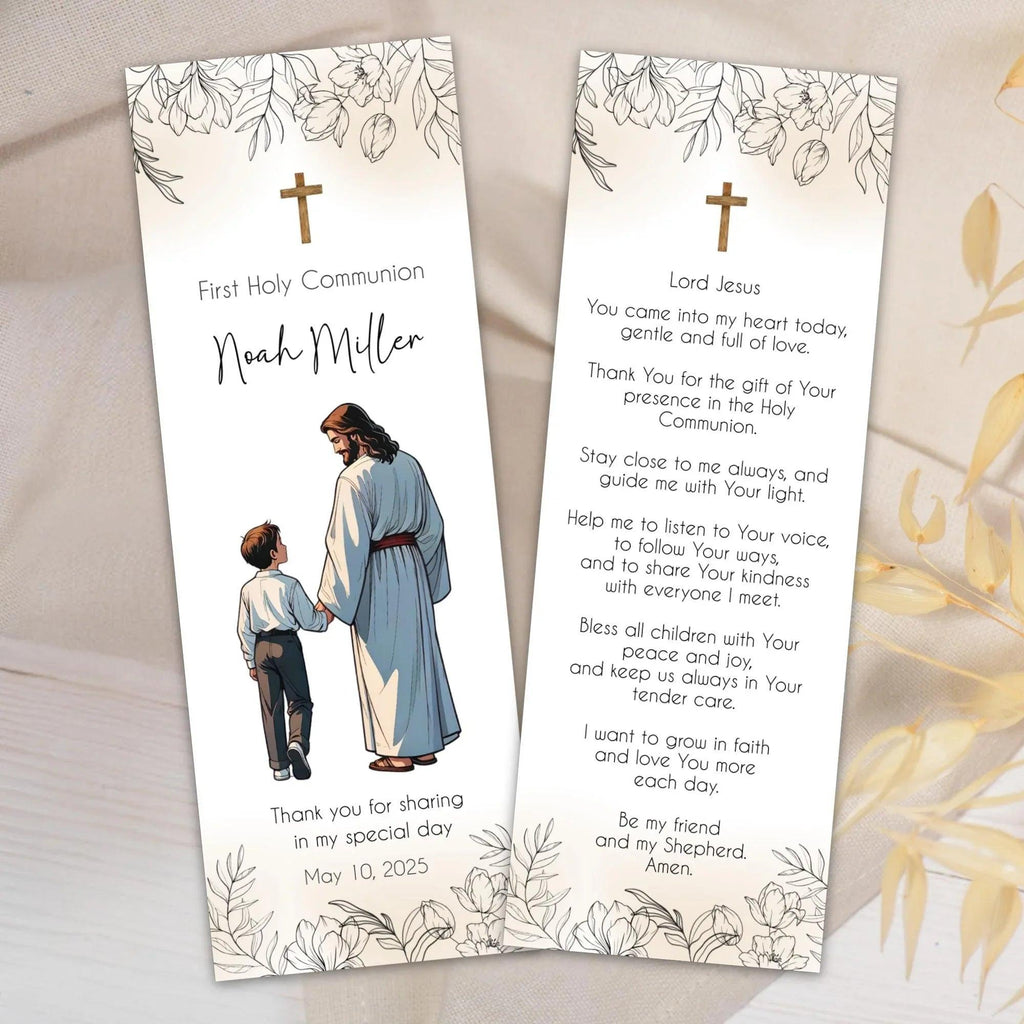 Jesus and Boy First Communion Bookmark - Lovely Printable Party