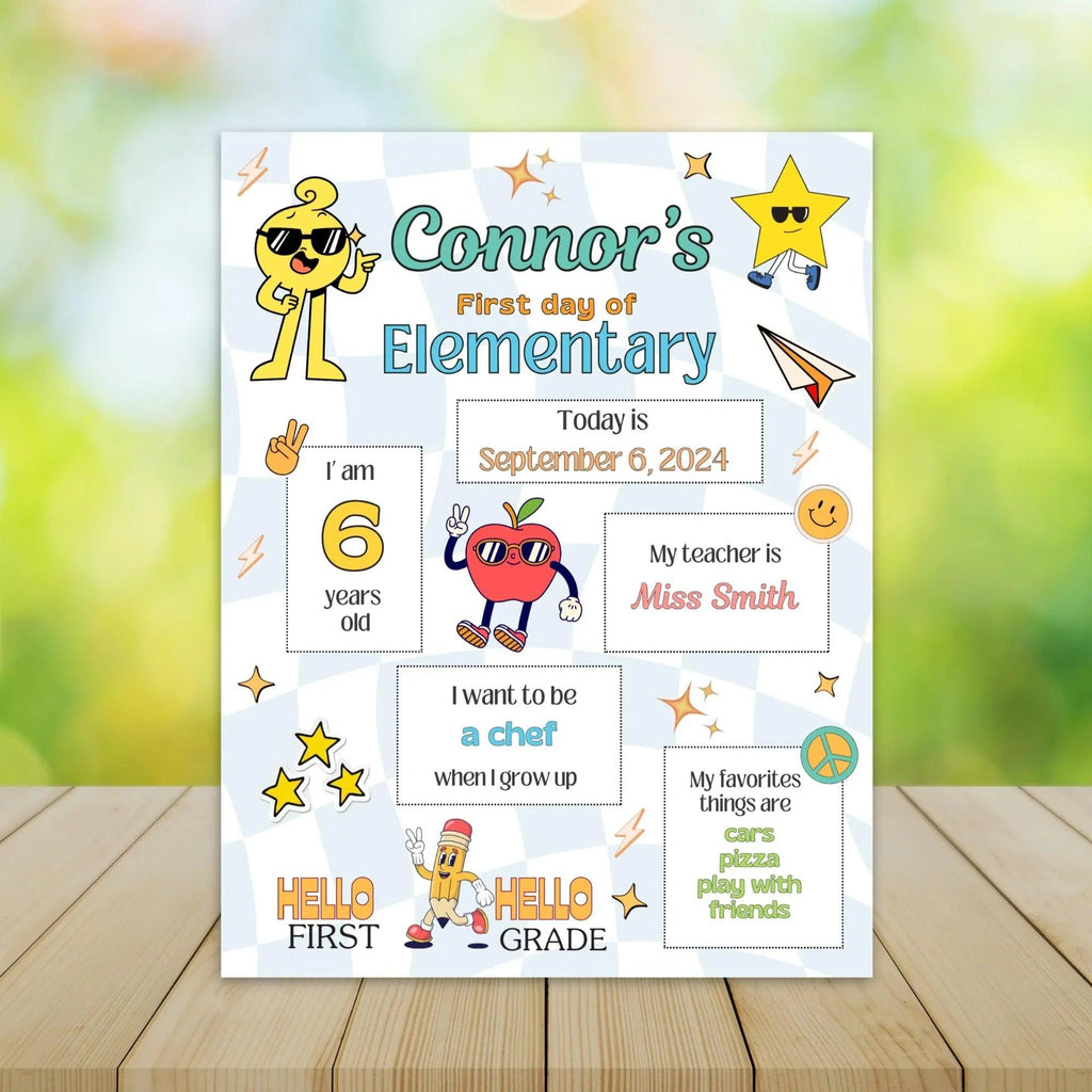Editable First Day of School Sign Canva Template | Back to School Printable | Personalized Photo Prop for Elementary Kids | Instant Download - Lovely Printable Party