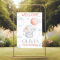 Baby Elephant Birthday Welcome Sign - Editable Corjl Template - Lovely Party