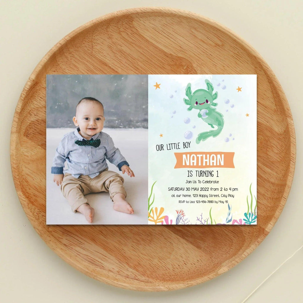 Axolotl Birthday Invitation Instant Download Digital template - Lovely Printable Party